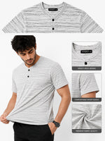 Men's Exclusive Melange Henley T-Shirt - White