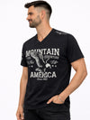 Men's Graphic Printed V Neck Tee Shirt - Black