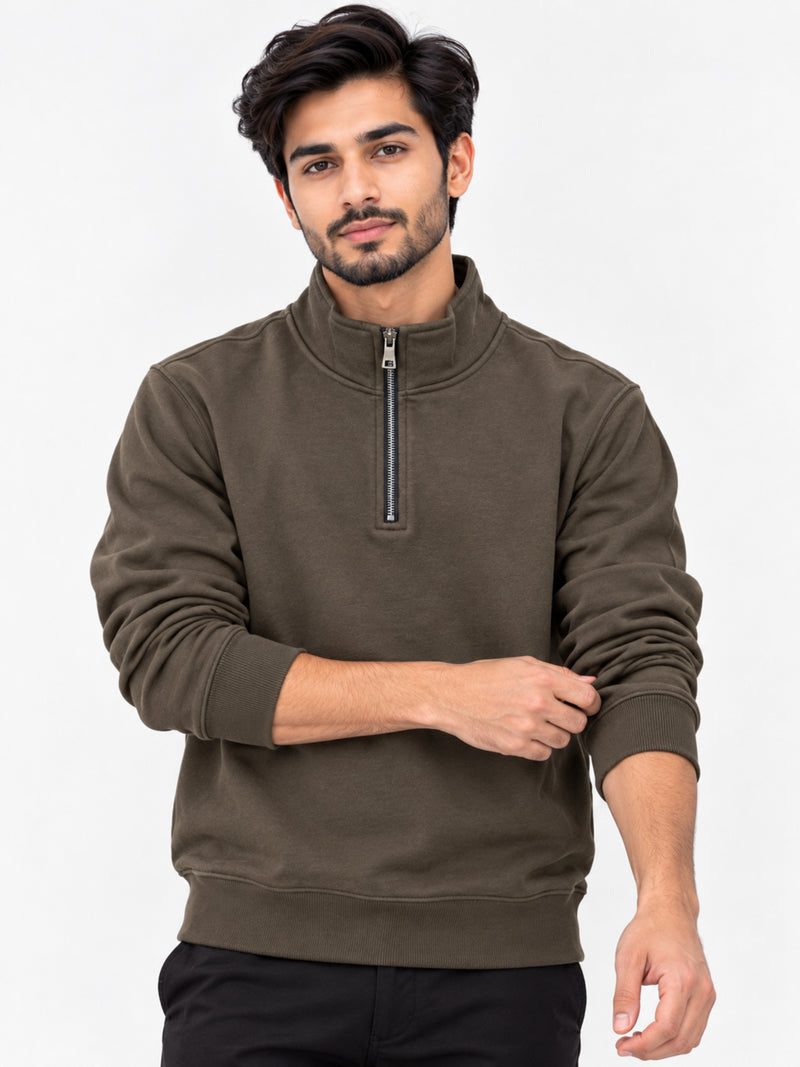 Men's Mock Neck Half-Zip Fleece Sweatshirt