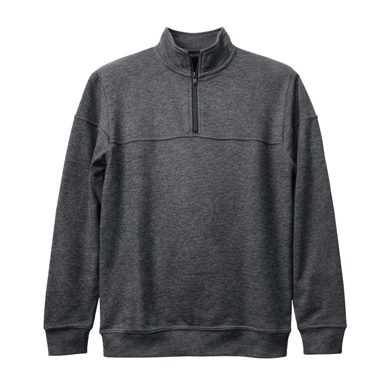Men's Mock Neck Cut & Sew Panel Zipper Sweat Shirt - Charcoal Gray