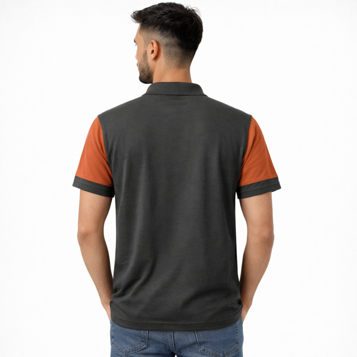 Men's Signature Emb Luxury Panel Polo - Rust & Dark Gray