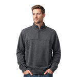 Men's Mock Neck Cut & Sew Panel Zipper Sweat Shirt - Charcoal Gray
