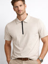 Men’s Premium Textured Half-Zip Polo Shirt – Beige