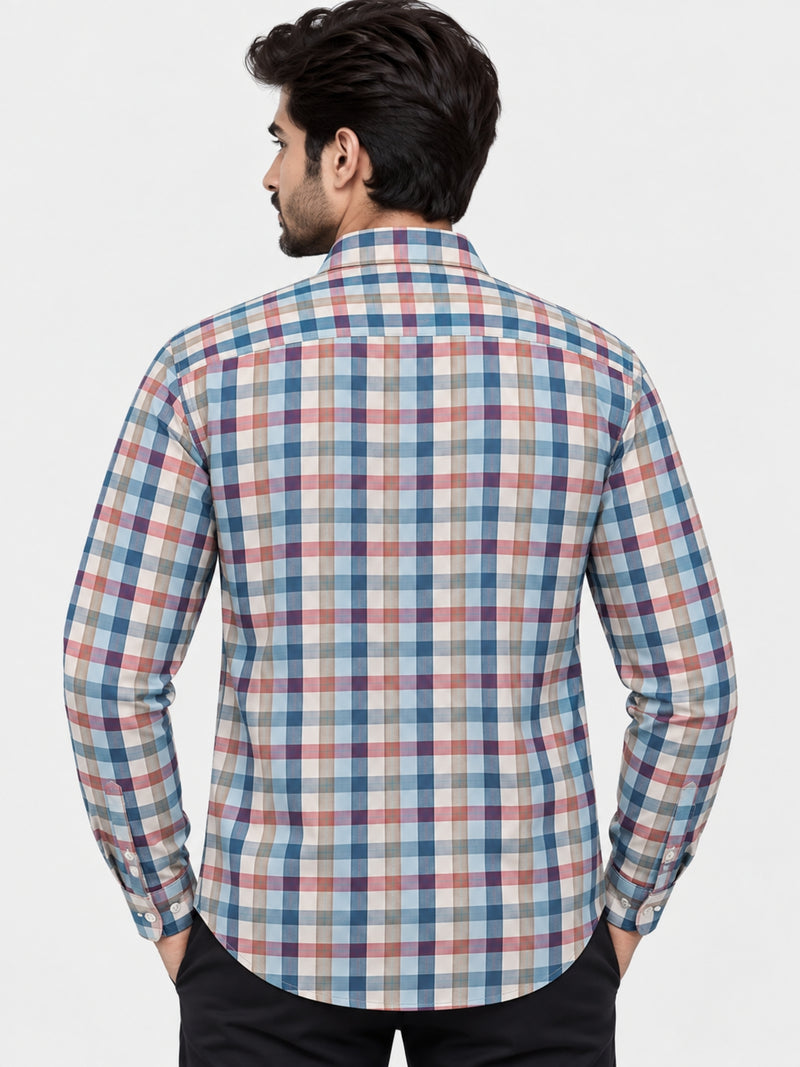 Multicolor Plaid Check Casual Shirts For Men's