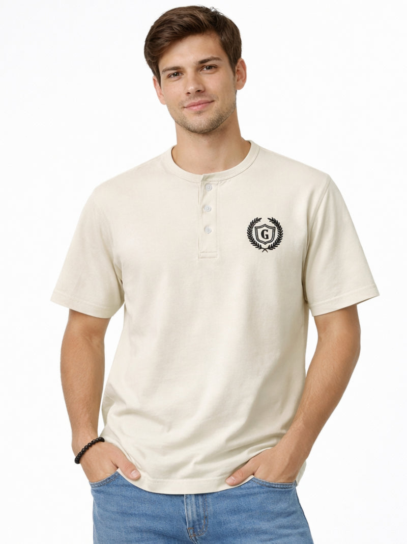 Men's Signature Emb. Henley Tee Shirt - Skin