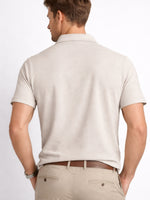 Men’s Premium Textured Half-Zip Polo Shirt – Beige