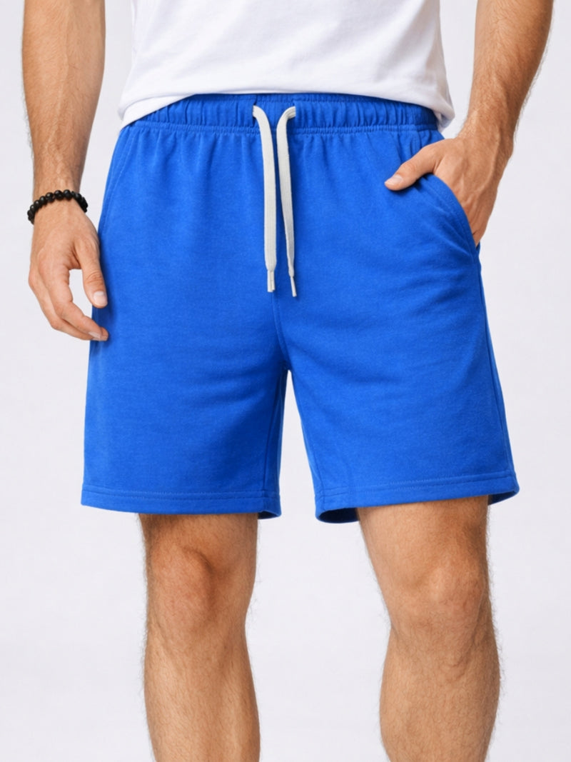 Men's Classic Casual Terry Two Quarter Shorts - Royal Blue