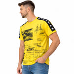 Men's Graphic Printed Round Neck Tee Shirt - Yellow