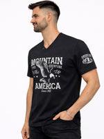 Men's Graphic Printed V Neck Tee Shirt - Black