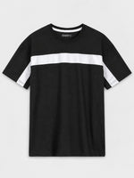 Oversize White Body Panel Fashion Tee Shirt - Black
