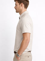Men’s Premium Textured Half-Zip Polo Shirt – Beige