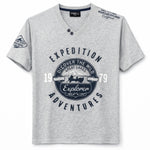 Men's Graphic Printed V Neck Tee Shirt - Hyder Gray