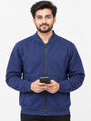 Hangree Solid Fleece Bomber Zipper Jacket - Navy