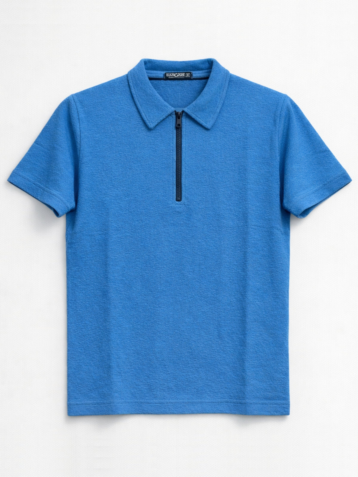 Men’s Premium Textured Half-Zip Polo Shirt – Blue