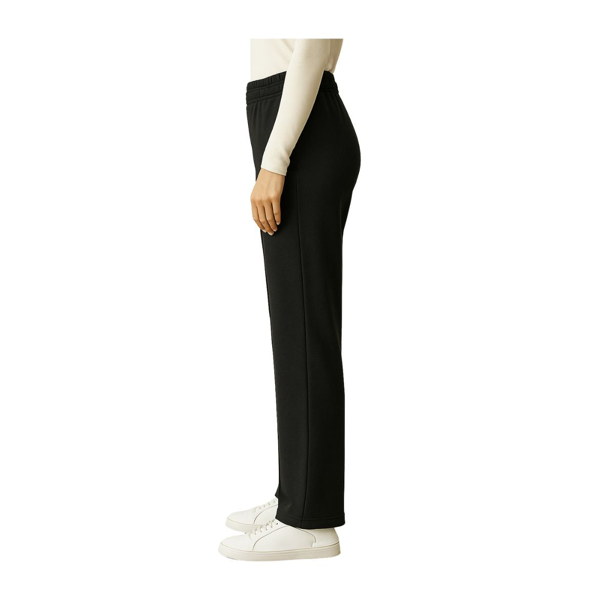 HG Soft Terry Straight Trousers for Women With Center Seam – Black