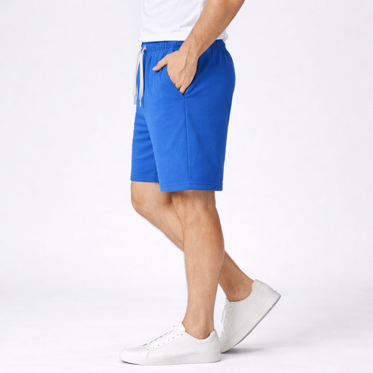 Men's Classic Casual Terry Two Quarter Shorts - Royal Blue