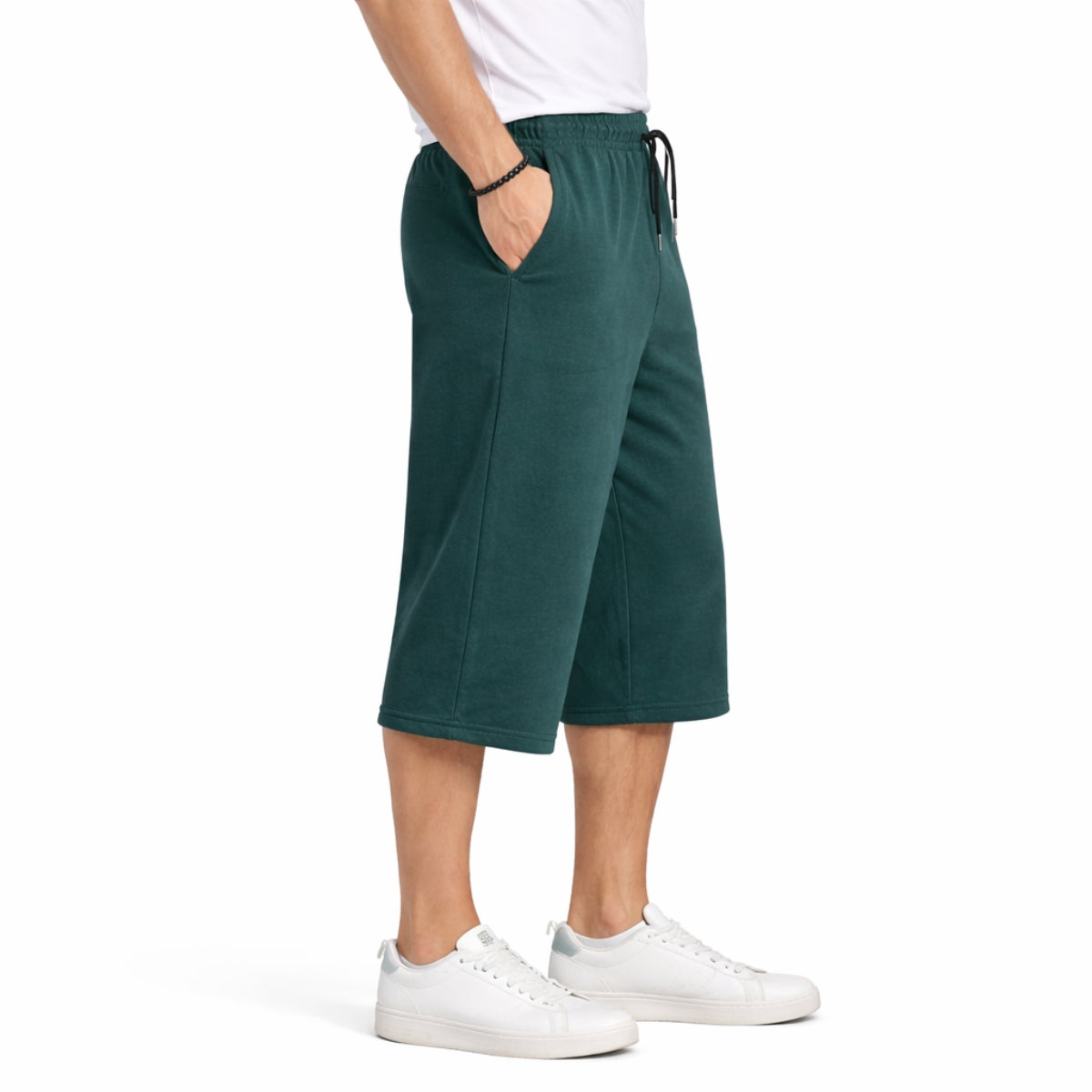 Men's Basic Summer Essential 3 Quarter Shorts - Forest Green