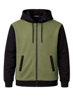 HG Two-Tone Fleece Zip-Up Hoodie – Olive Green & Black