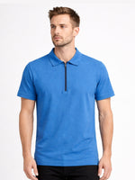 Men’s Premium Textured Half-Zip Polo Shirt – Blue