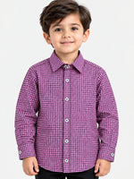 Boy's Micro Checkered Full Sleeves Casual Shirt - Pink