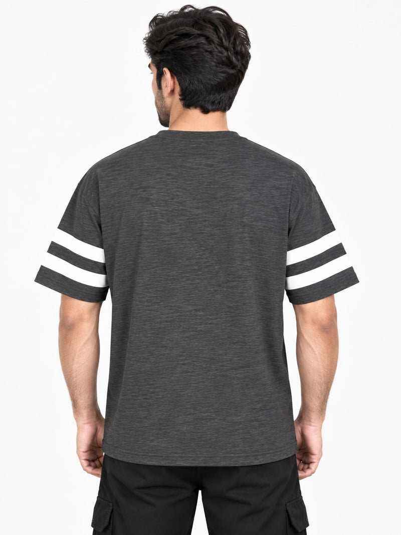 OVERSIZE DOWN SHOULDER TEE SHIRT - CHARCOAL