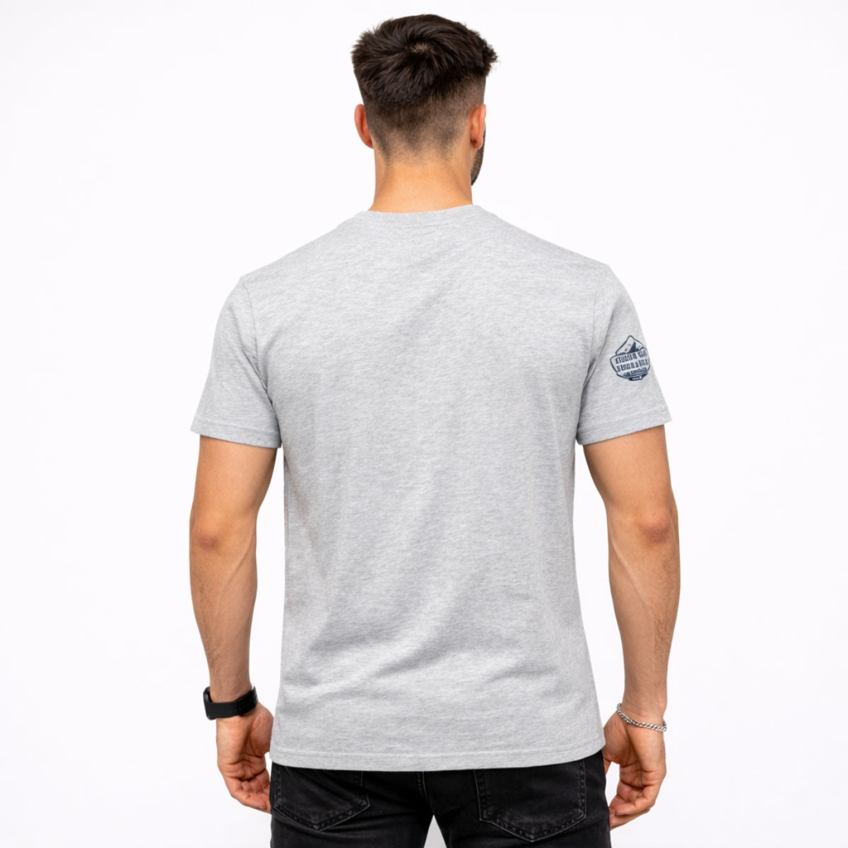 Men's Graphic Printed V Neck Tee Shirt - Hyder Gray