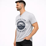 Men's Graphic Printed V Neck Tee Shirt - Hyder Gray