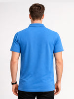 Men’s Premium Textured Half-Zip Polo Shirt – Blue