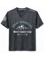 Men's Graphic Printed V Neck Tee Shirt - Charcoal Gray