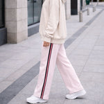 HG Women’s Relaxed Fit Terry Straight Trousers with Side Tape - Soft Pink