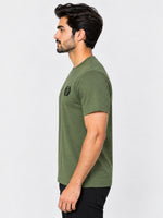 Men's Signature Emb. Round Neck Tee Shirt - Olive Green