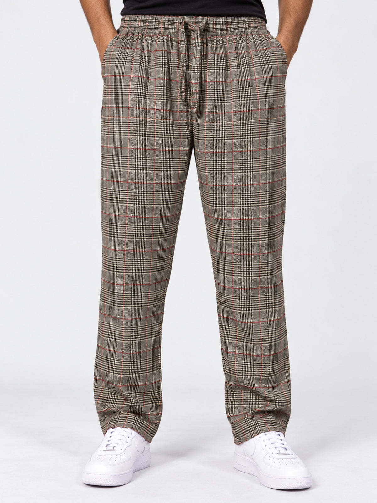 Men Casual Check Trouser - Brown
