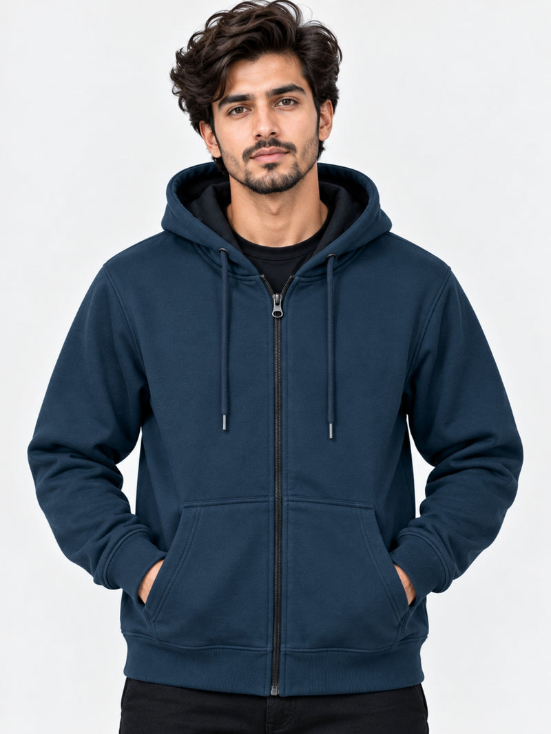 Super Solid Navy Zip Up Hoodie