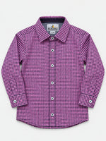 Boy's Micro Checkered Full Sleeves Casual Shirt - Pink