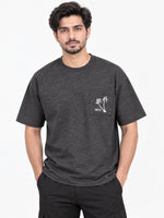 OVERSIZE DOWN SHOULDER TEE SHIRT - CHARCOAL