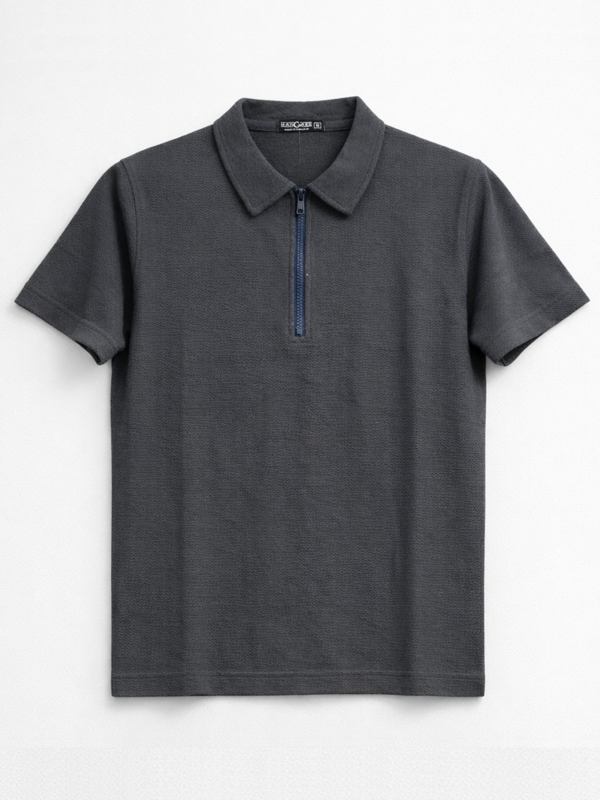 Men’s Premium Textured Half-Zip Polo Shirt – Dark Gray