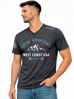 Men's Graphic Printed V Neck Tee Shirt - Charcoal Gray