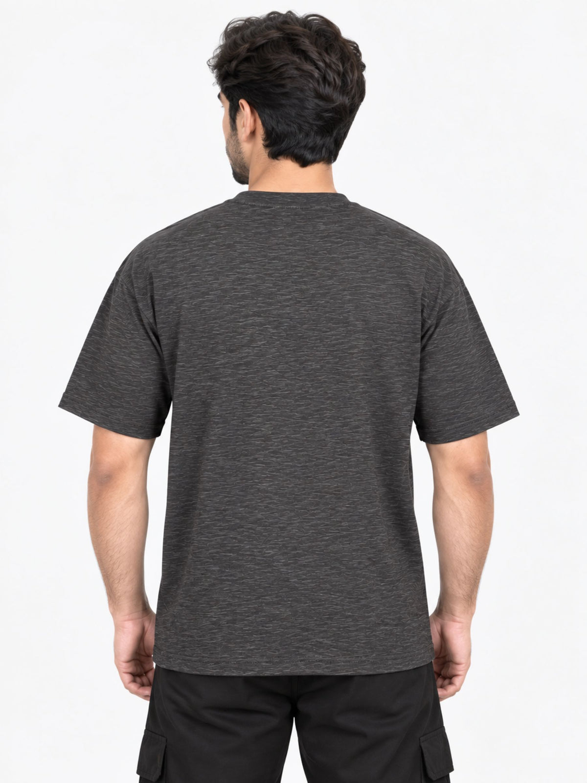 OVERSIZE DOWN SHOULDER TEE SHIRT - CHARCOAL