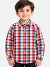 Boy's Red, White & Navy Checkered Full Sleeves Casual Shirt
