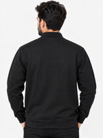 Hangree Solid Fleece Bomber Zipper Jacket - Black