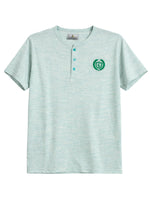 HG Signature Embroidered Henley Tee - Melange Sea Green