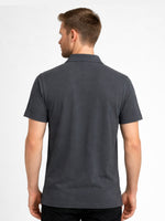 Men’s Premium Textured Half-Zip Polo Shirt – Dark Gray