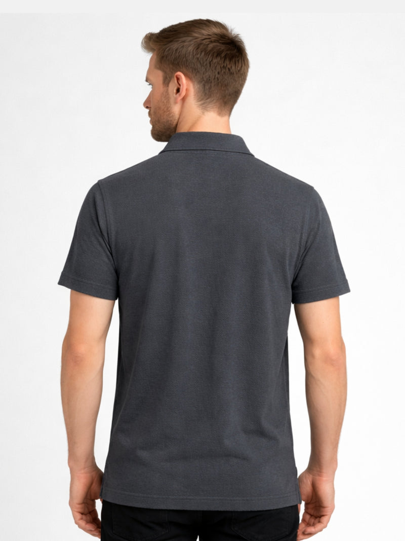 Men’s Premium Textured Half-Zip Polo Shirt – Dark Gray