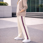 HG Women’s Relaxed Fit Terry Straight Trousers with Side Tape - Off White