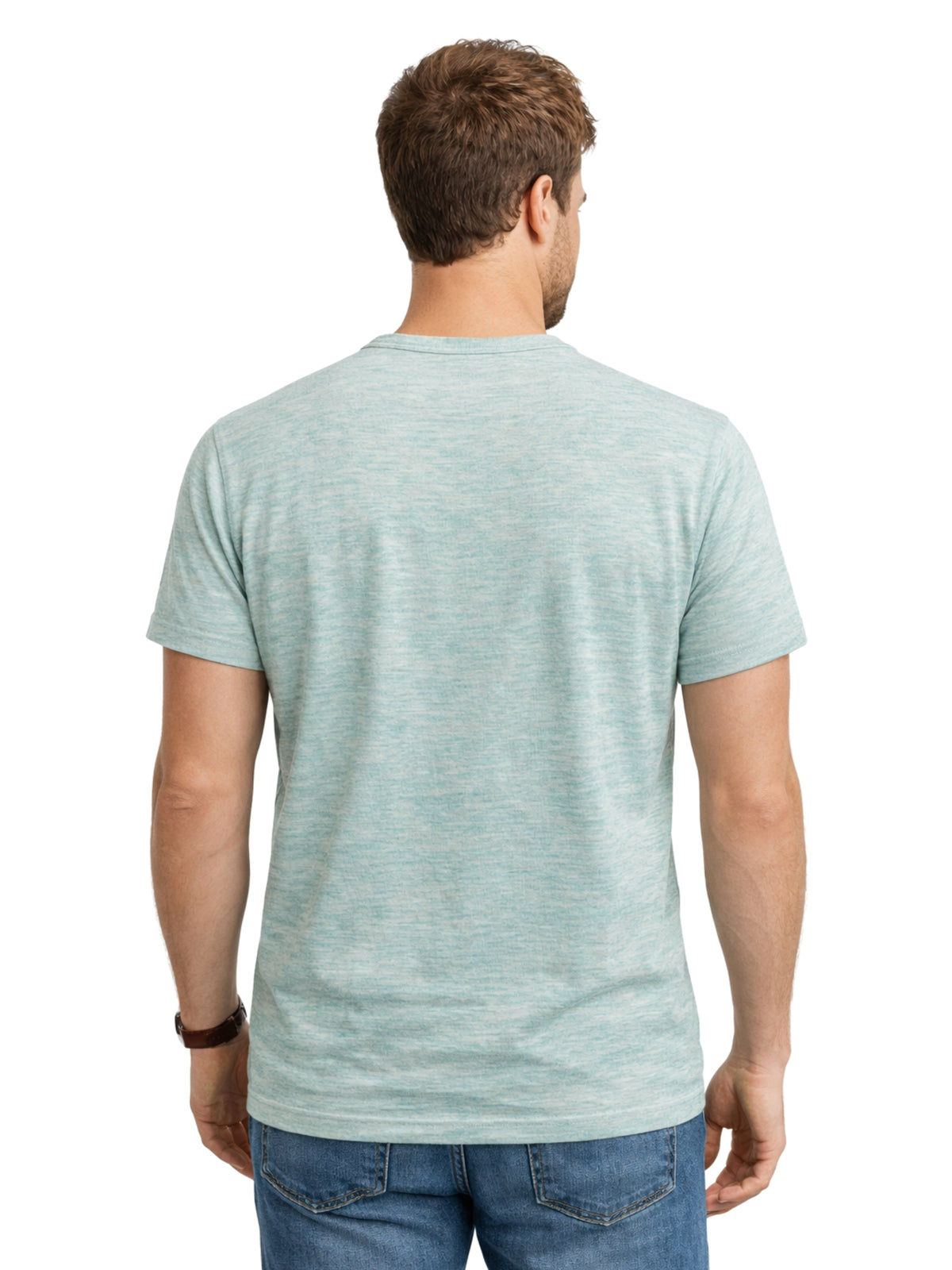 HG Signature Embroidered Henley Tee - Melange Sea Green