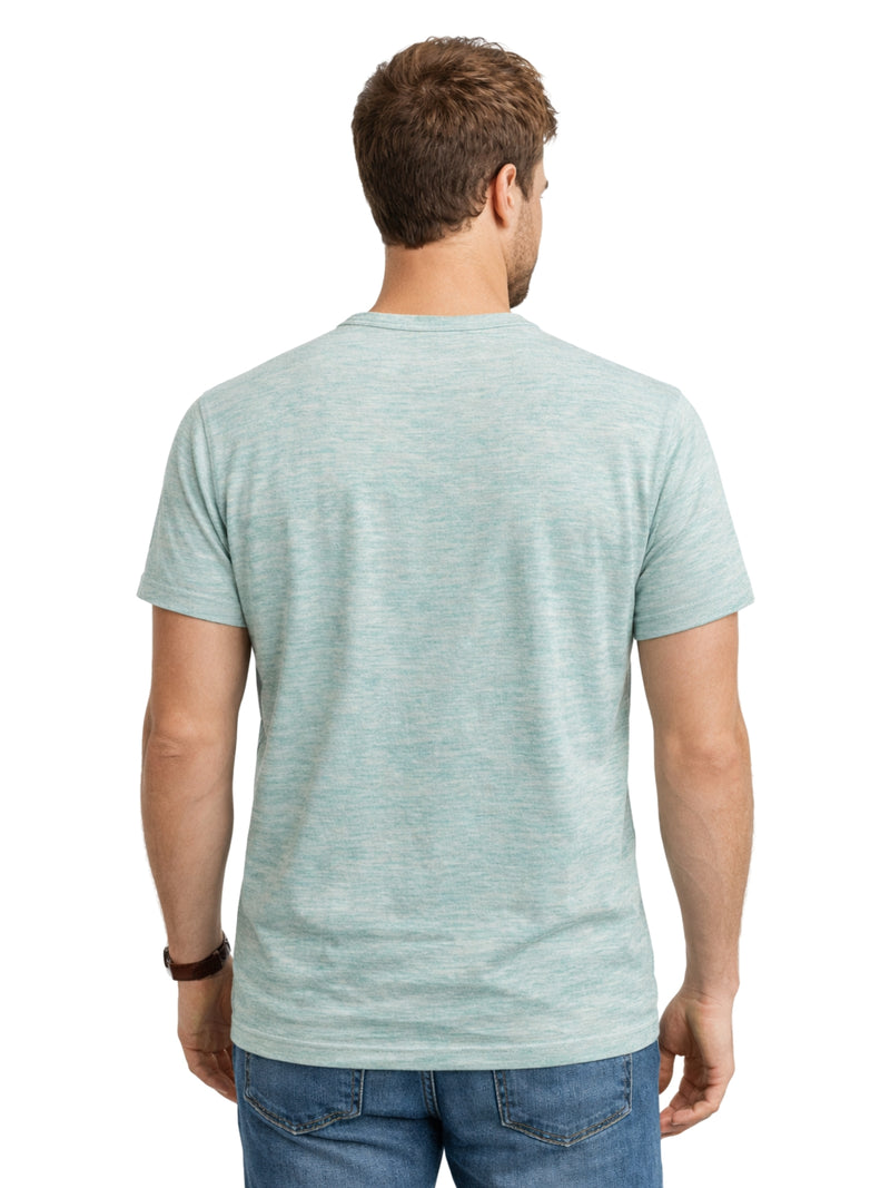 HG Signature Embroidered Henley Tee - Melange Sea Green