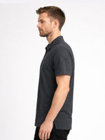Men’s Premium Textured Half-Zip Polo Shirt – Dark Gray