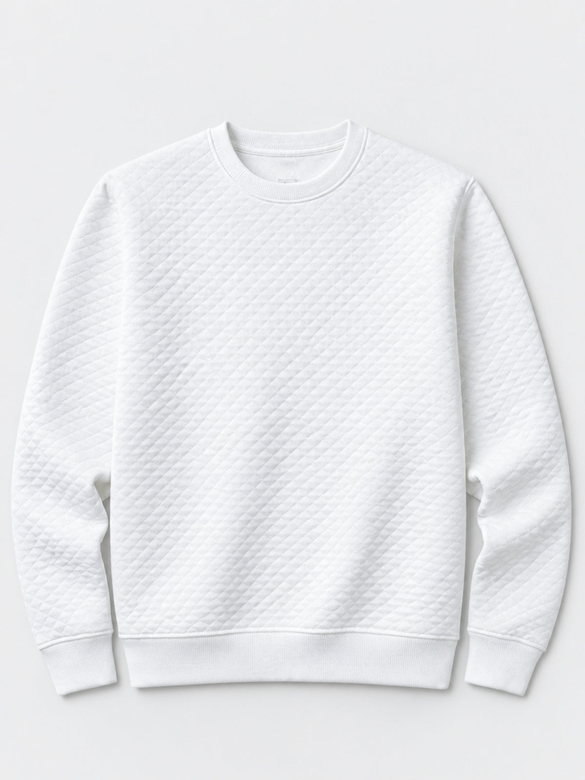 HG Premium Quilted Crew Neck Sweatshirt for Men – Super White
