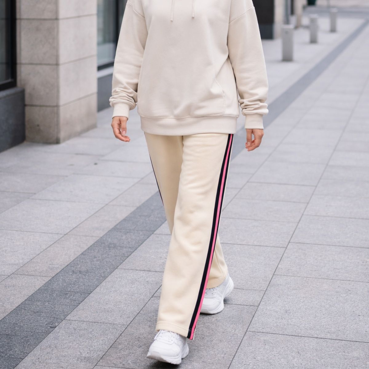 HG Women’s Relaxed Fit Terry Straight Trousers with Side Tape - Skin Brown