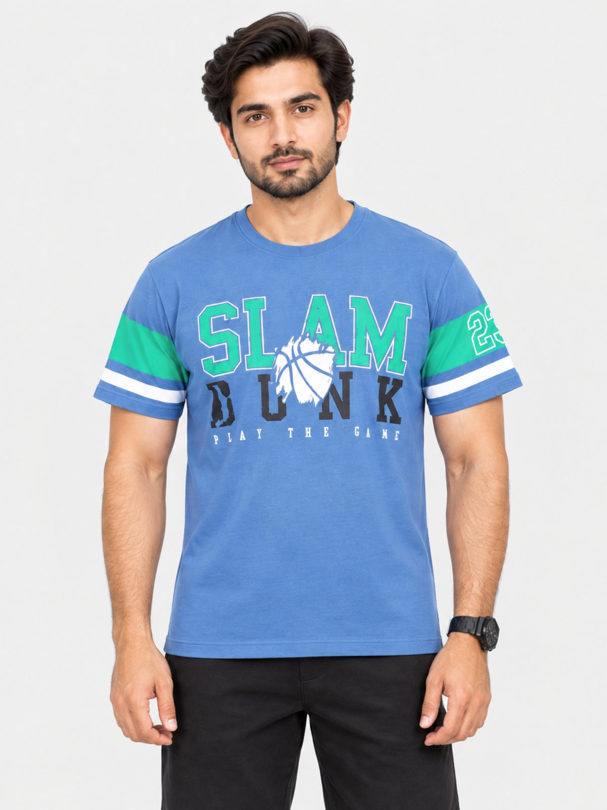 Branded Blue Printed Tee Shirt
